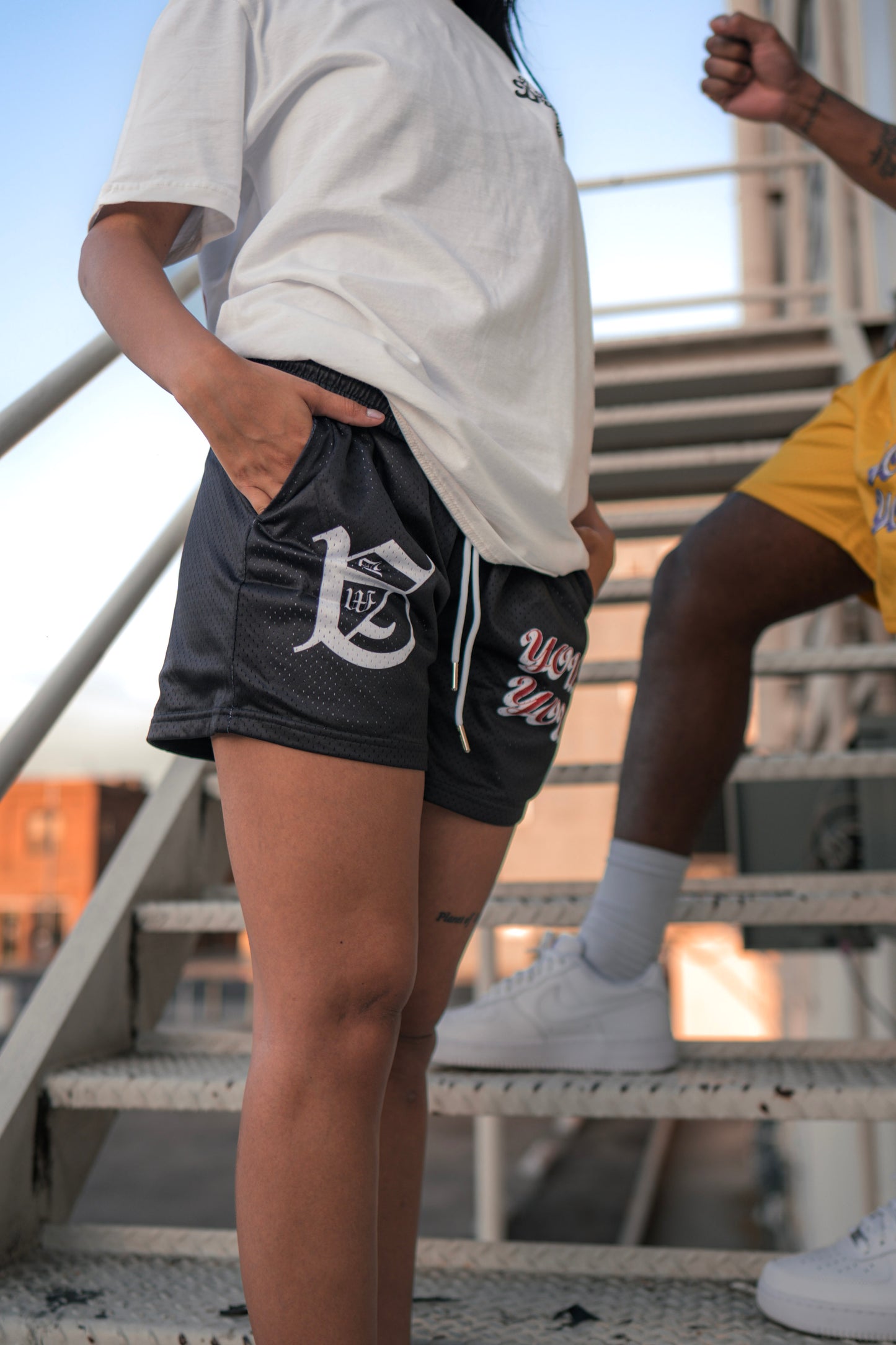 Black "Y.A.L." Shorts